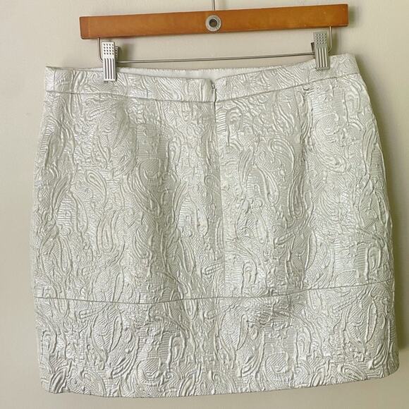 J. Crew | Metallic Jacquard Origami Faux Wrap Mini Skirt Champagne Size 10 - Picture 5 of 7